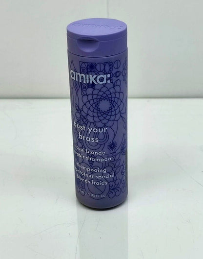 Amika Bust Your Brass Cool Blonde Repair Shampoo in Travel Size, 2 Fl Oz./60ml