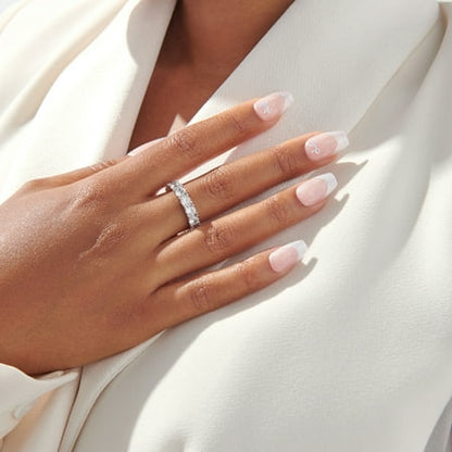 imPRESS Premium Press-On Nails, No Glue Needed, Silver French Tip, Medium Coffin, 33 Ct.