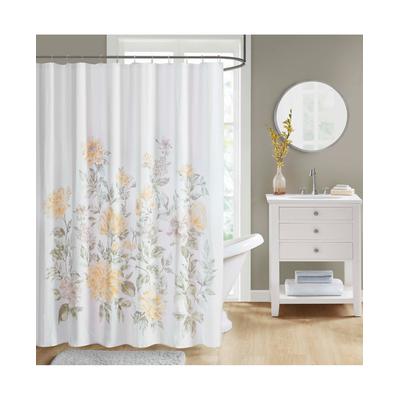 Decor Studio Delores Cotton Textured Floral-Print 72  X 72  Shower Curtain Bedding
