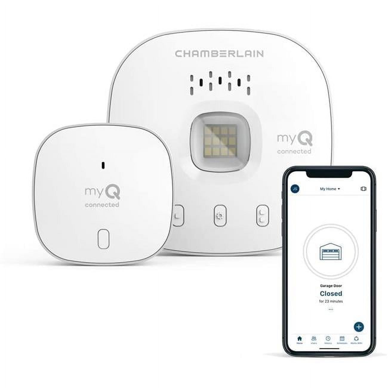 CHAMBERLAIN Smart Garage Control - Wireless Garage Hub and Sensor with Wifi & Bluetooth - Smartphone Controlled, myQ-G0401-ES, White