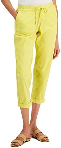 Style Women's Pull On Cuffed Utility Pants Sunbeam Yellow L