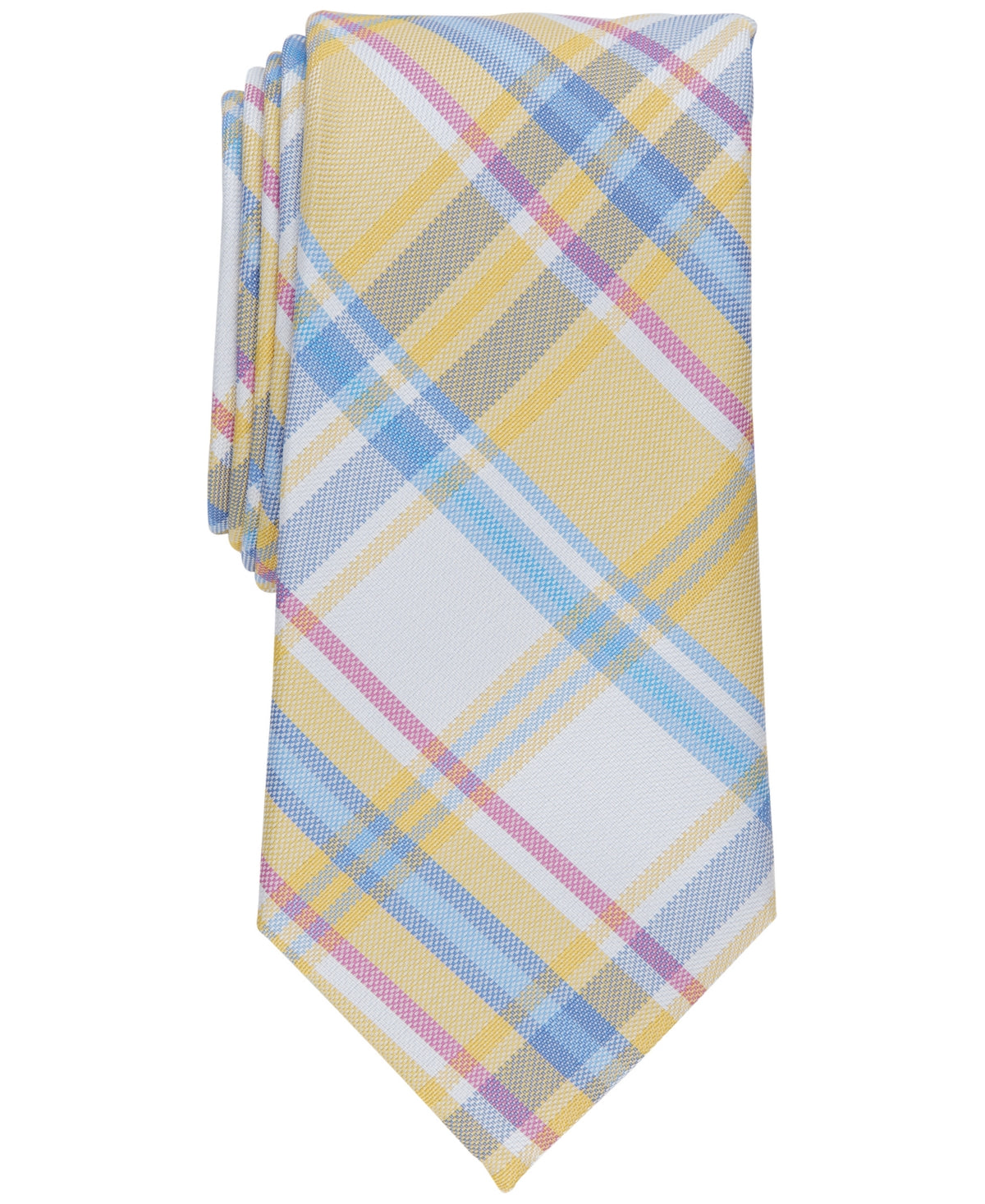 Club Room Men's Newbern Plaid Tie, Created for Macy's - Yellow