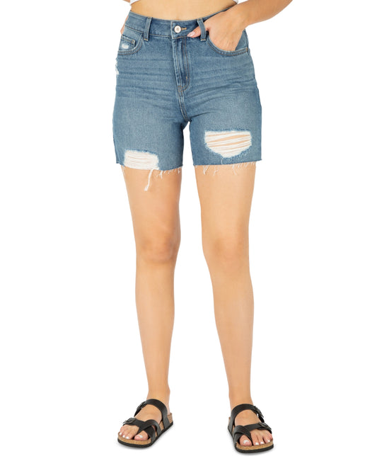 Rewash Juniors 5 in. Shredded Hi-Rise Boyfriend Short
