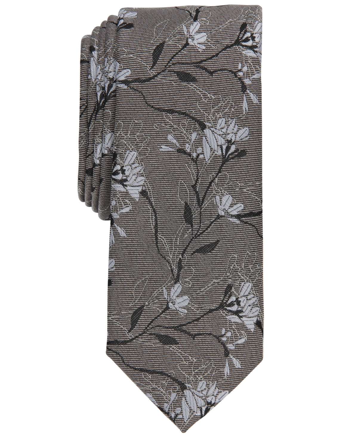 Bar Iii Men's Sapper Skinny Floral Tie, Created for Macy's - Taupe