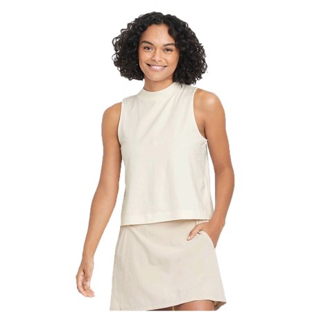 Cream Supima Cotton Cropped Active Tank Top - X-Small