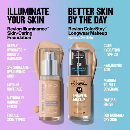 Revlon Illuminance Skin-Caring Liquid Foundation Makeup, Medium Coverage, 501 Toasted Caramel, 1 fl oz