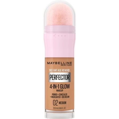 Maybelline Instant Age Rewind Perfector Glow Makeup, Medium, 0.68 fl oz