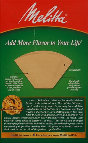 Melitta #2 Cone Coffee Filters, Natural Brown, 40 Count