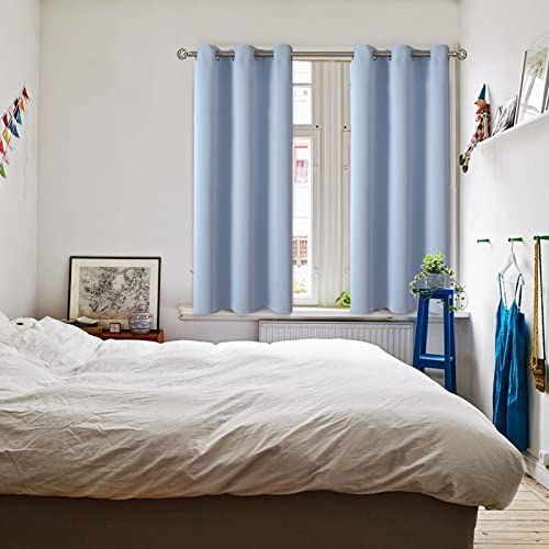 BGment Blackout Curtains for Bedroom - Grommet Thermal Insulated Room Darkening Curtains for Living Room, Set of 2 Panels (38 x 45 Inch, Spa Blue)