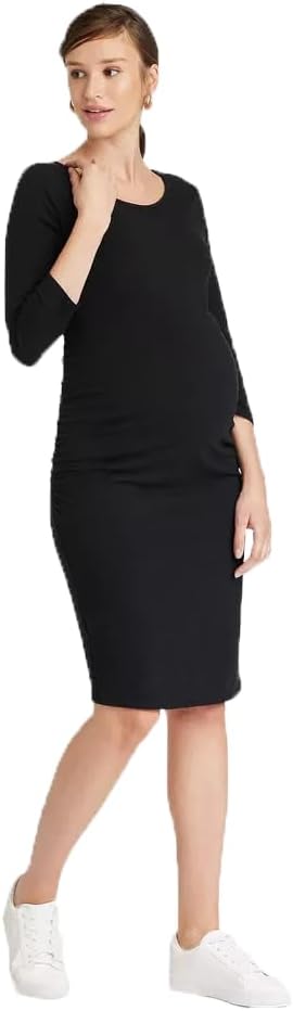 Ingrid & Isabel Isabel Maternity 3/4 Sleeve Essential Midi T-Shirt Maternity Dress -