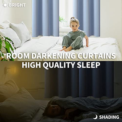 BGment Blackout Curtains for Bedroom - Grommet Thermal Insulated Room Darkening Curtains for Living Room, Set of 2 Panels (38 x 45 Inch, Spa Blue)