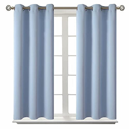 BGment Blackout Curtains for Bedroom - Grommet Thermal Insulated Room Darkening Curtains for Living Room, Set of 2 Panels (38 x 45 Inch, Spa Blue)
