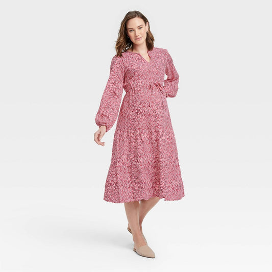 Long Sleeve Tie-Waist Maternity Dress - Isabel Maternity by Ingrid & Isabel™