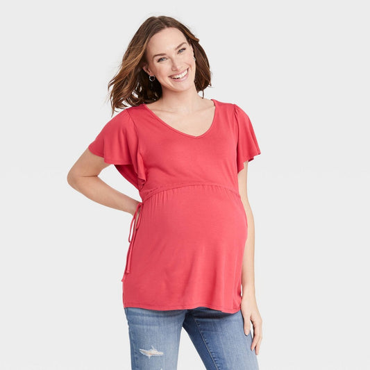 Flutter Short Sleeve Tie-Waist Maternity Top - Isabel Maternity by Ingrid & Isabel™