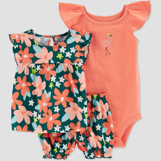 NB Carter's Just One You® Baby Girls' Tropical Floral Top & Bottom Set -
