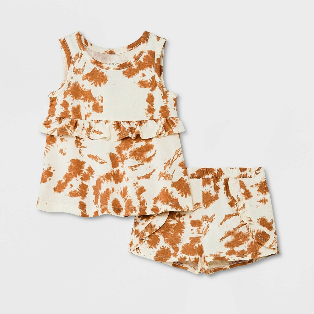 0-3M Grayson Mini Baby Girls' 2pc Tie-Dye Jersey Top