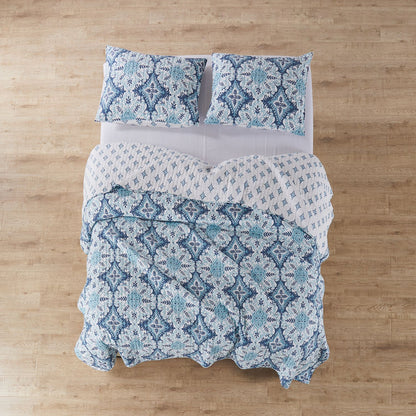Homthreads Essella Indigo Quilt Set and Shams