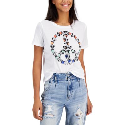 Disney Juniors' Mickey Mouse Peace-Sign Graphic T-Shirt - White