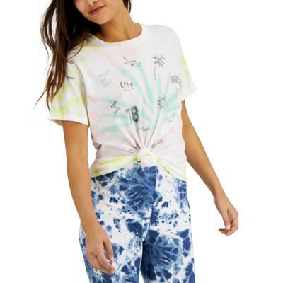 Grayson Threads Black Juniors' Cotton Tie-Dyed Graphic-Print T-Shirt - Tie Dye