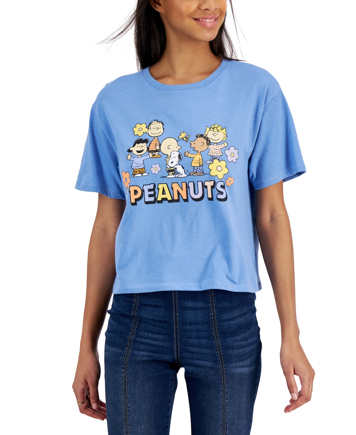 Peanuts Juniors' Cropped Peanuts-Graphic T-Shirt