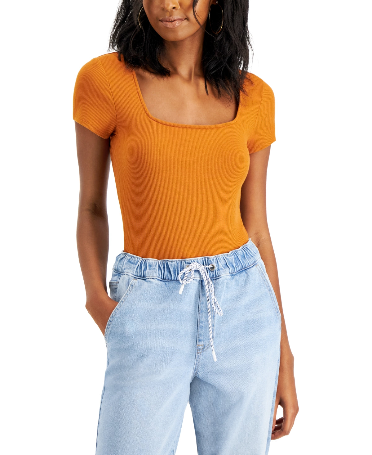 Self Esteem Juniors' Square-Neck Ribbed Bodysuit