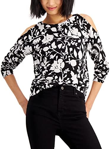 I.N.C. Cold Shoulder Sweater Deep Black CMB S