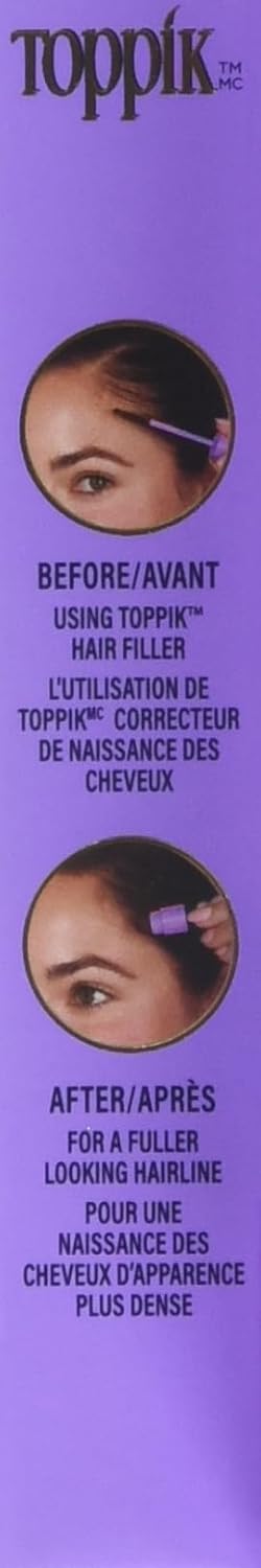 Toppik Fill Me In Hairline Filler, Hair Color Root Touchup, Hair Fibers Wand, Fills In Thinning Hairline, Hair Styling Product, 0.176 oz (5 g) Medium Brow