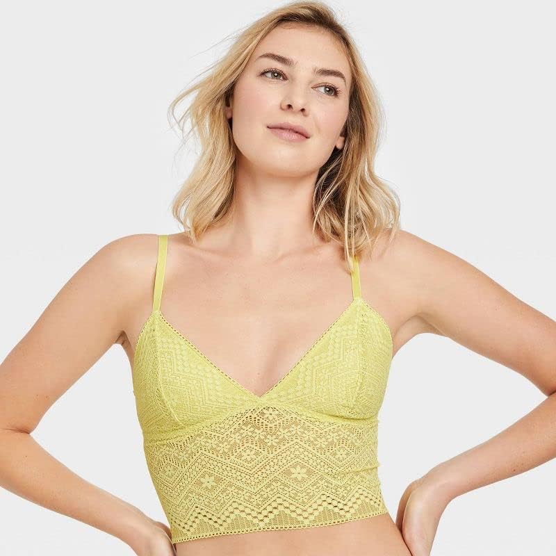 Auden Women's Lace Brami - (as1, Alpha, m, Regular, Regular, Lemon Yellow)