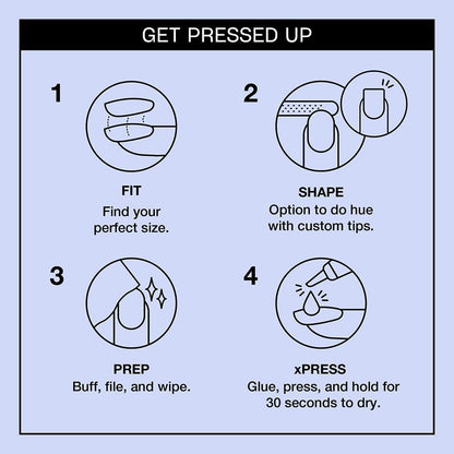 OPI xPRESS/ON Press on Nails | Long Almond Shape Nail Art | 30 Count With Glue | Instant Gel-Like Salon Manicure | Long Lasting, Reusable, Non-damaging