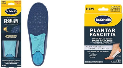 Dr. Scholl’s® Plantar Fasciitis Pain Relief Orthotic Insoles, Immediately Relieves Pain & PLANTAR FASCIITIS PAIN PATCHES with Hydrogel Flexible Technology, 8 Ct