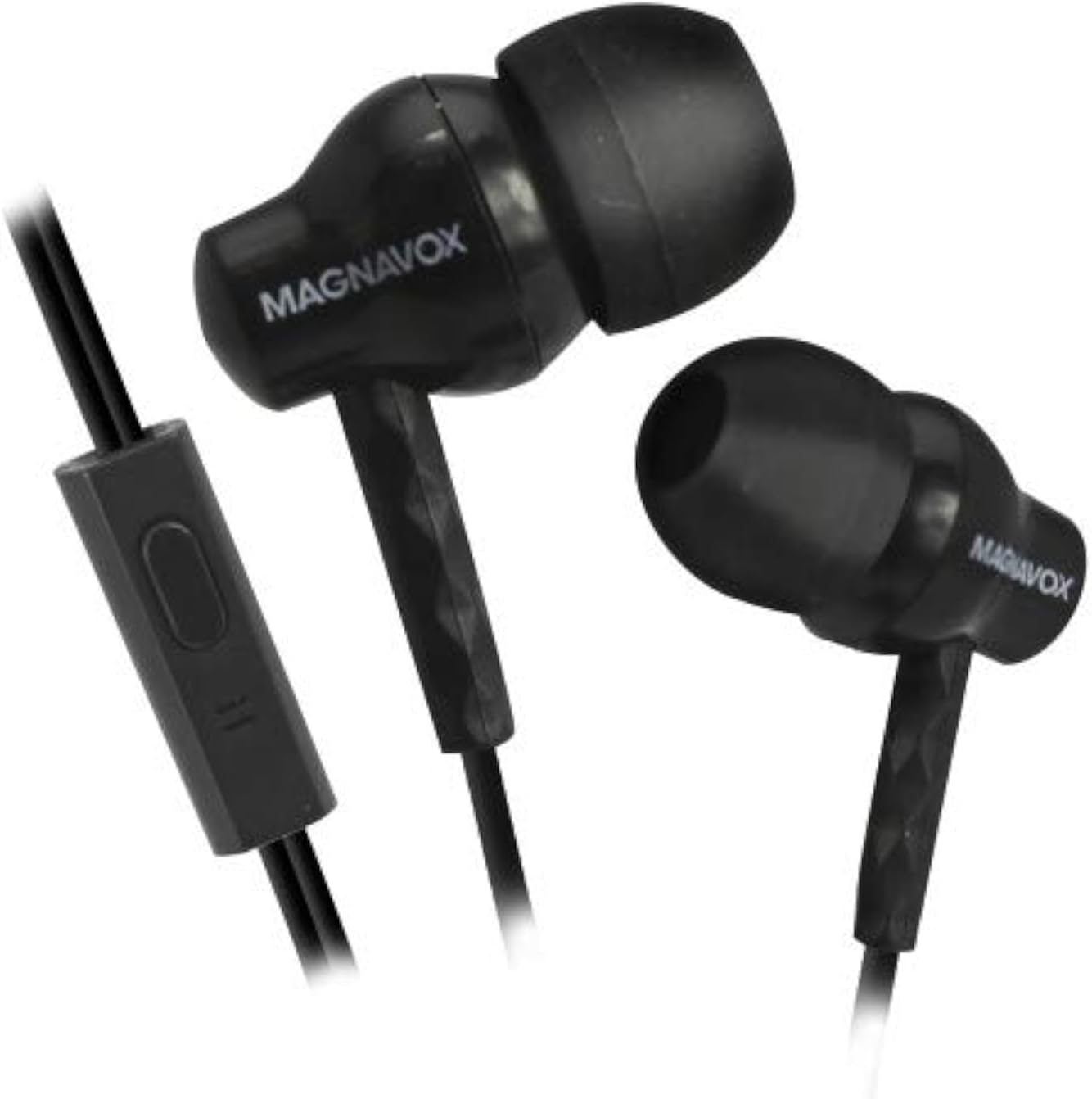 Magnavox MHP4851-BK Ear Buds with Microphone in Black | Available in Pink, Black, & White | Ear Buds Wired with Microphone | Extra Value Comfort Stereo Earbuds Wired | Durable Rubberized Cable |