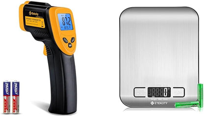 Etekcity Infrared Thermometer Temperature Gun 774 & Food Scale, Digital Kitchen Scale, 304 Stainless Steel, Weight in Grams and Ounces for Baking, Cooking, and Meal Prep, LCD Display, Medium