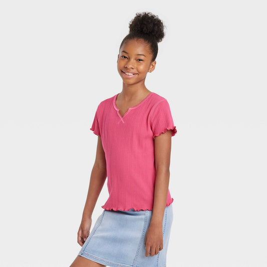 XL 14/16 Girls' Notch-Front T-Shirt - Art Class™