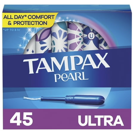 Tampax Pearl Tampons with LeakGuard Braid, Ultra Absorbency, 45 Ct