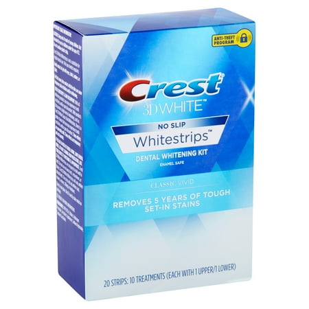 Crest 3D White Whitestrips Classic Vivid Teeth Whitening Kit, 10 Treatments