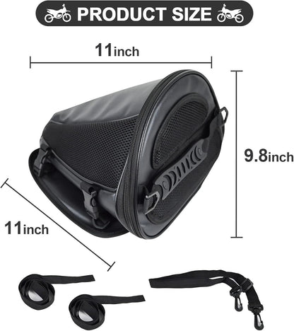 MIGHTYDUTY Leather Motorcycle Backseat Tail Bags, Waterproof PU Super Light Tank Bag, Multifunctional Motorbike Rear Seat Storage Saddle Bag Black