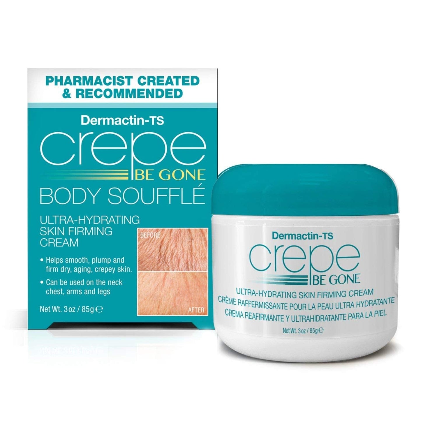 Crepe Be Gone Body Souffle - Classic 3 ounce - Ultra Hydrating Crepe Skin Firming Cream for Neck,Chest, Arms & Legs