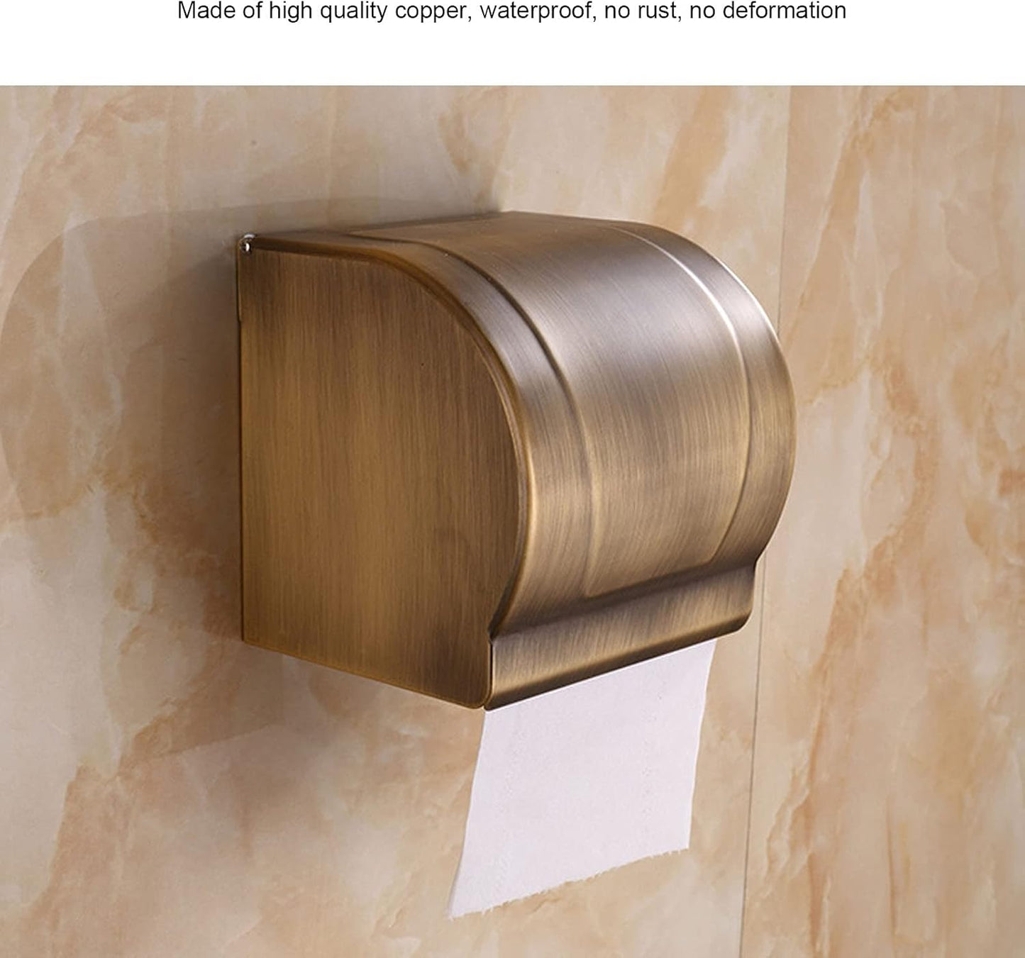 HERCHR Toilet Paper Holder, Antique Style Copper Toilet Paper Holder, Wall Mounted Paper Towel Rack, Bathroom Roll Paper Holder, 1 Pound Weight Capacity