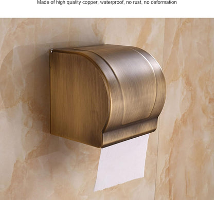 HERCHR Toilet Paper Holder, Antique Style Copper Toilet Paper Holder, Wall Mounted Paper Towel Rack, Bathroom Roll Paper Holder, 1 Pound Weight Capacity