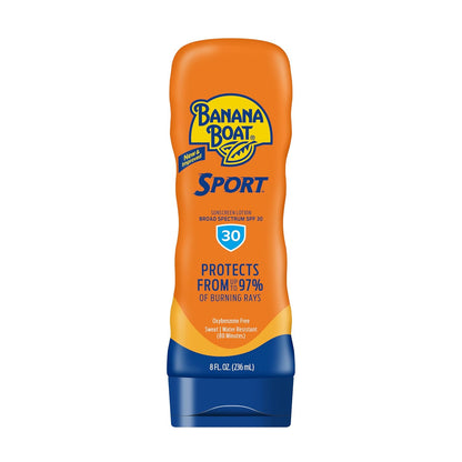 Banana Boat Sport Ultra SPF 30 Sunscreen Lotion, 8oz | Banana Boat Sunscreen SPF 30 Lotion, Oxybenzone Free, Sunblock, Water Resistant, 8oz