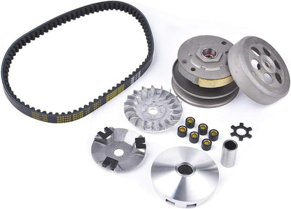 Transmission Rebuild Kit - Replacement Clutch Kit Compatible with Sportsman ATV, Predator, Scrambler, 50CC 90CC 2 Stroke ATV Part - Includes Clutch & Variator Assembly, Drive Belt & Roller Weights