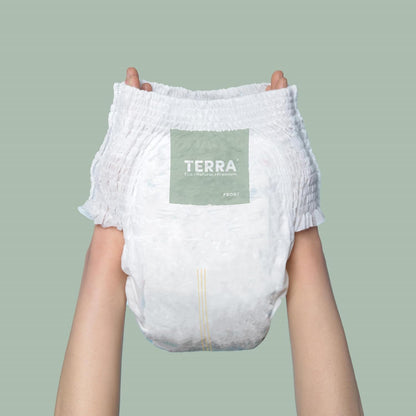 Terra Size 6 Training Pants– 85% Plant Based Pull-Up Style Diapers, Ultra-Soft & Chemical-Free for Sensitive Skin, Perfect Overnight Diapers, for Toddlers 35+ Pounds, 12 Count (Pack of 8)