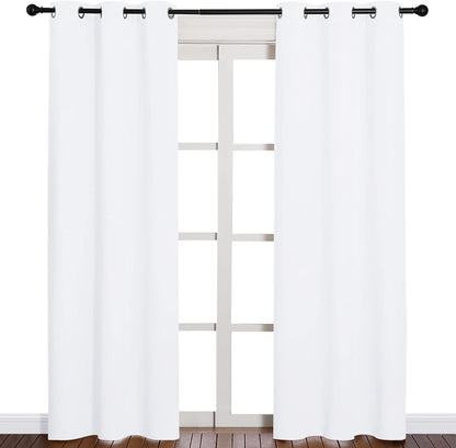 NICETOWN Window Treatment Curtain Set - 50% Light Reducing Drapes for Living Room, Curtain Panels for Patio Door (2 Panels, 42 inches x 84 inches, Pure White)