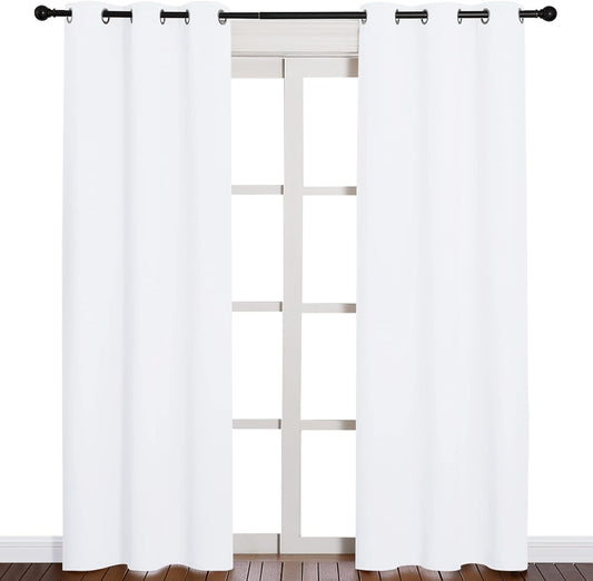 NICETOWN Window Treatment Curtain Set - 50% Light Reducing Drapes for Living Room, Curtain Panels for Patio Door (2 Panels, 42 inches x 84 inches, Pure White)