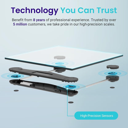 Etekcity Digital Body Weight Bathroom Scale, Large Blue LCD Backlight Display, High Precision Measurements,6mm Tempered Glass, 400 Pounds