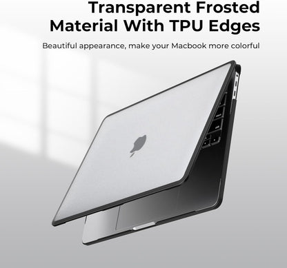 BlueSwan Anti-Cracking Hard Shell Case Compatible with MacBook Pro 13 inch, M2/M1 2025 2022-2017 A2338 A2289 A2251 A2159 A1989 A1706 A1708, Anti-Fingerprint Soft TPU Bumper, Frosted Clear