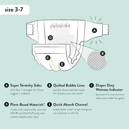 The Honest Company Clean Conscious Diapers | Plant-Based, Sustainable | Fall '24 Limited Edition Prints | Club Box, Size 4 (22-37 lbs), 54 Count