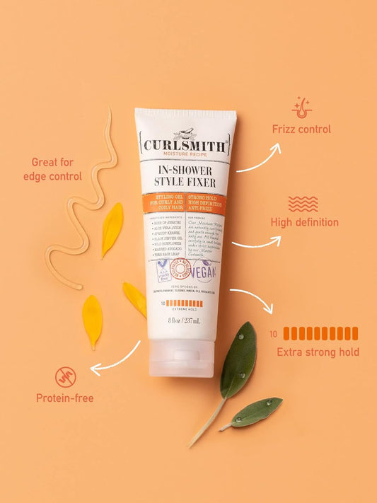 CURLSMITH - In-Shower Style Fixer - Vegan Extreme Hold Styling Gel for Dry, Wavy, Curly or Coily Hair (8oz)