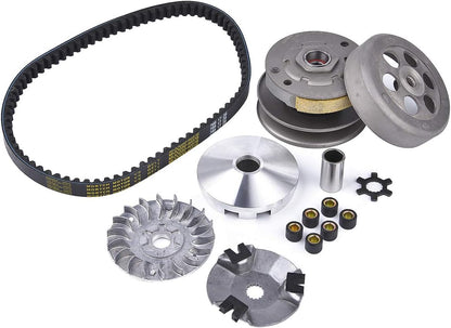 Transmission Rebuild Kit - Replacement Clutch Kit Compatible with Sportsman ATV, Predator, Scrambler, 50CC 90CC 2 Stroke ATV Part - Includes Clutch & Variator Assembly, Drive Belt & Roller Weights
