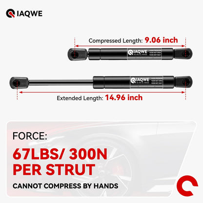 15Inch 67Lb/300N Gas Strut Shock Spring Lift Support for are Leer Snugtop Truck Camper Shell Rear Topper Window TV RV Cabinet Door Toy Truck Box Toolbox Trap Door Lid Floor Hatch 2PCS